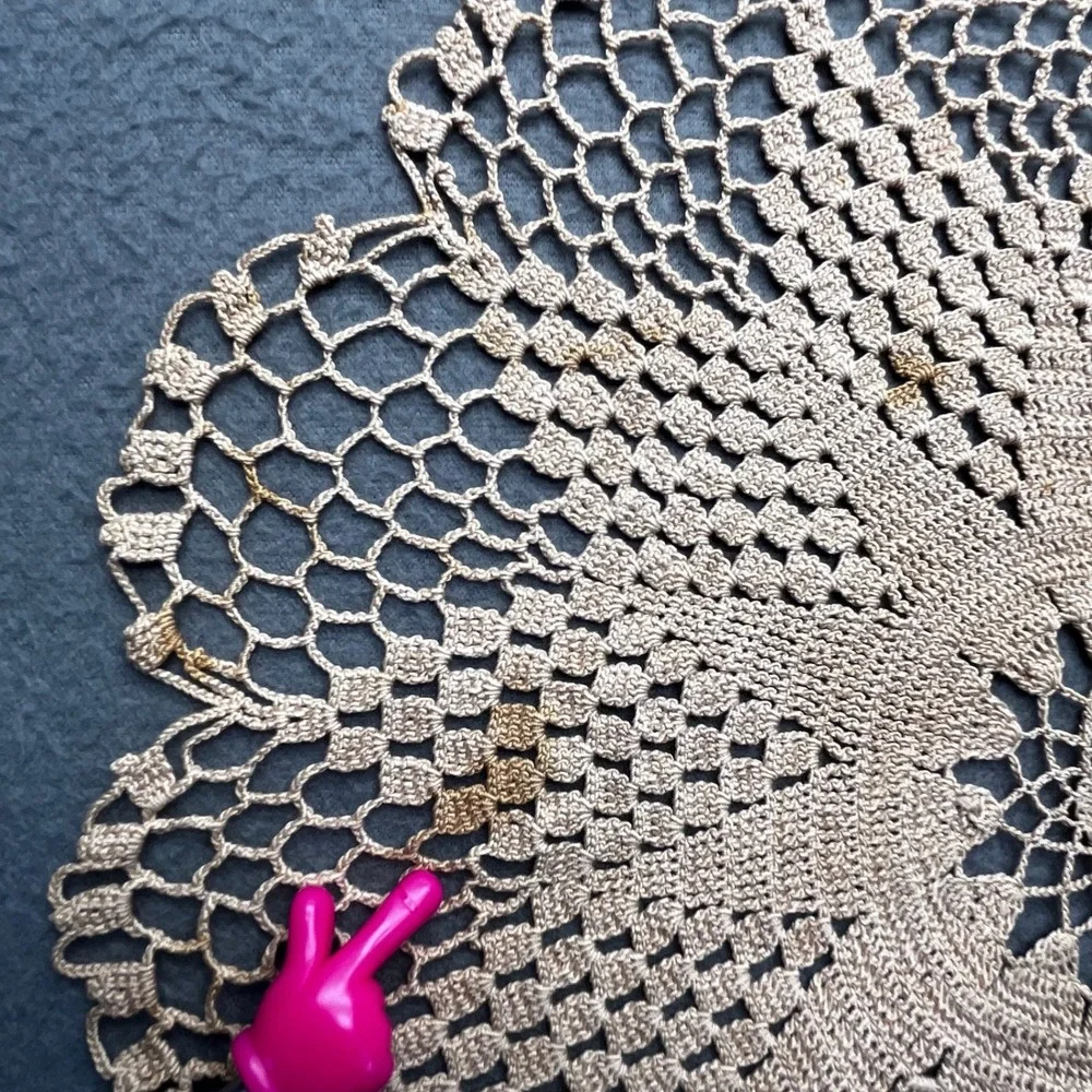 Handcrafted Crochet Lace Round‎ Doily Cotton 13.5 Inch Vintage Cottagecore Decor